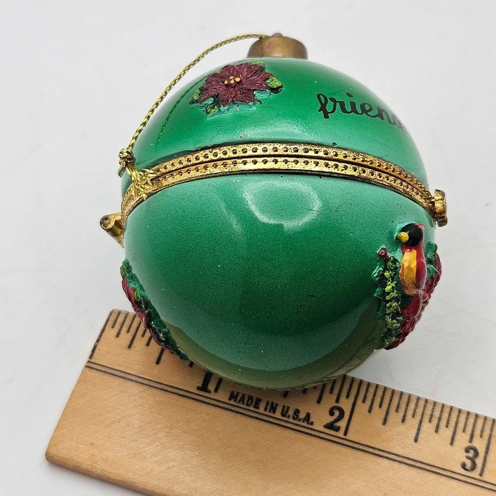 Vintage Christmas Ornament Trinket Box Cardinal A Sister is a Friend Forever